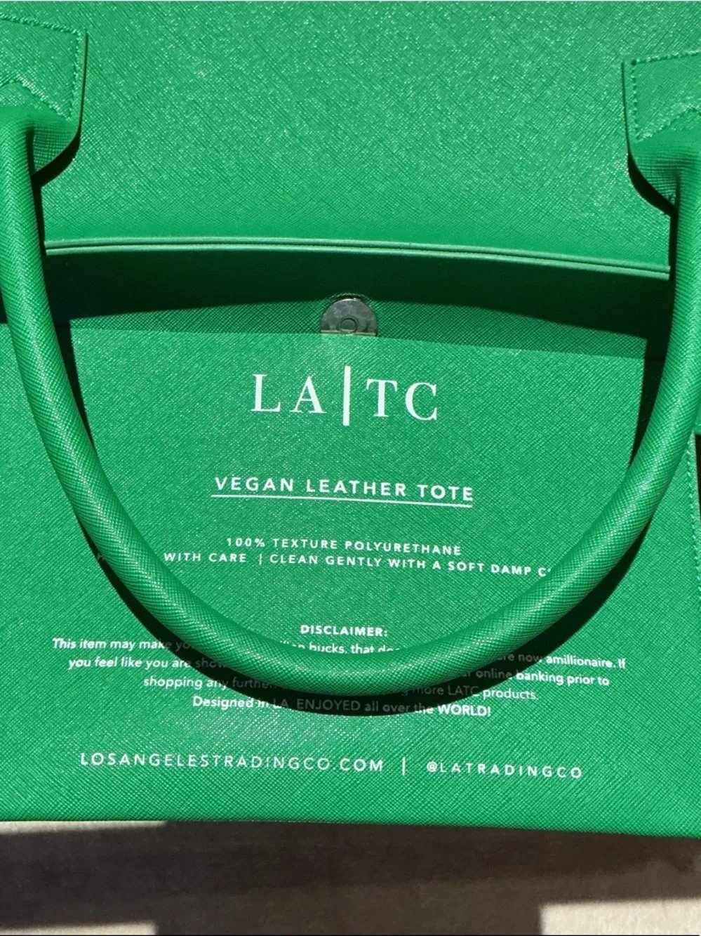 Green Script Tote - Picture 2 of 4